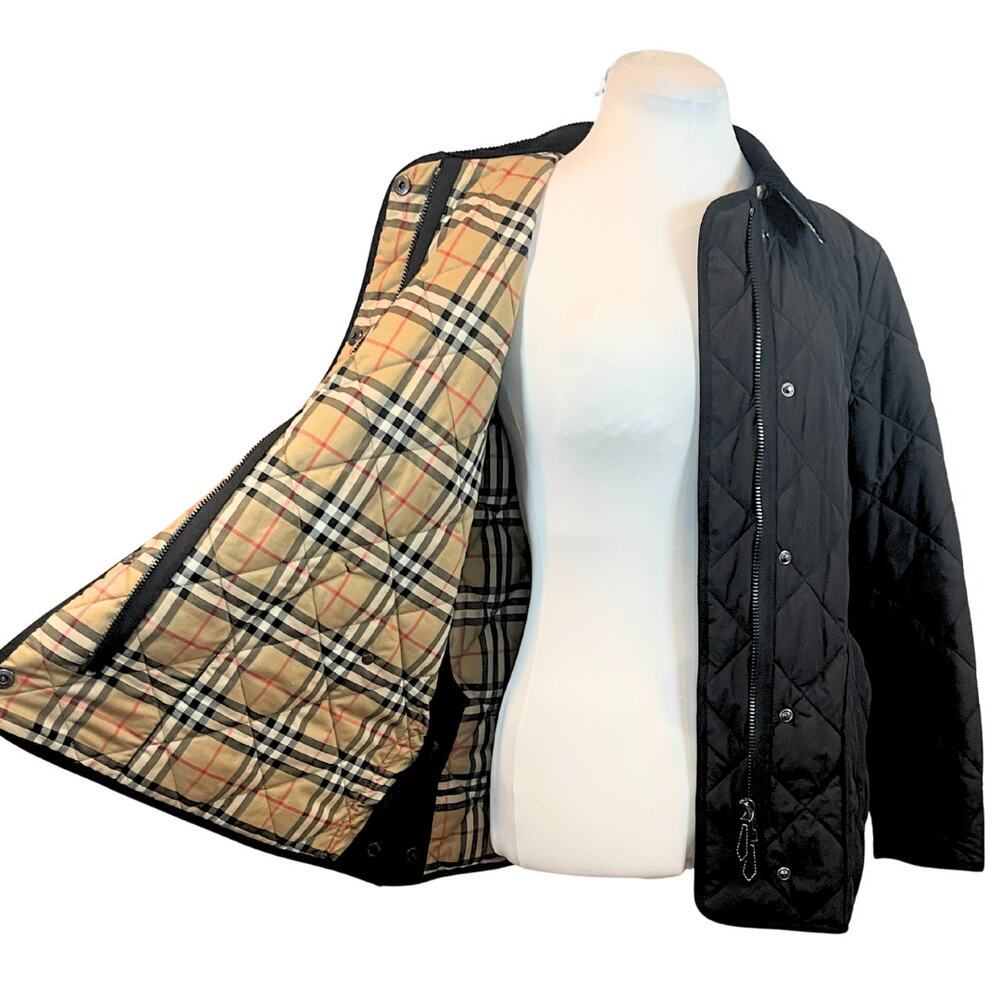 Burberry Coat Quilted Puffer Barn Jacket LOGO Cotswold Black House Check Plaid S - Picture 8 of 16
